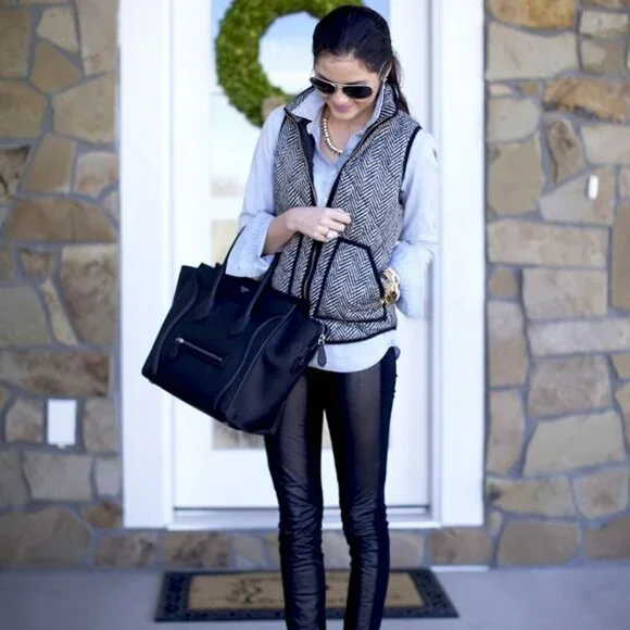 J. Crew Excursion Blogger Favorite Quilted Down Fill Vest Herringbone XS - Picture 6 of 16